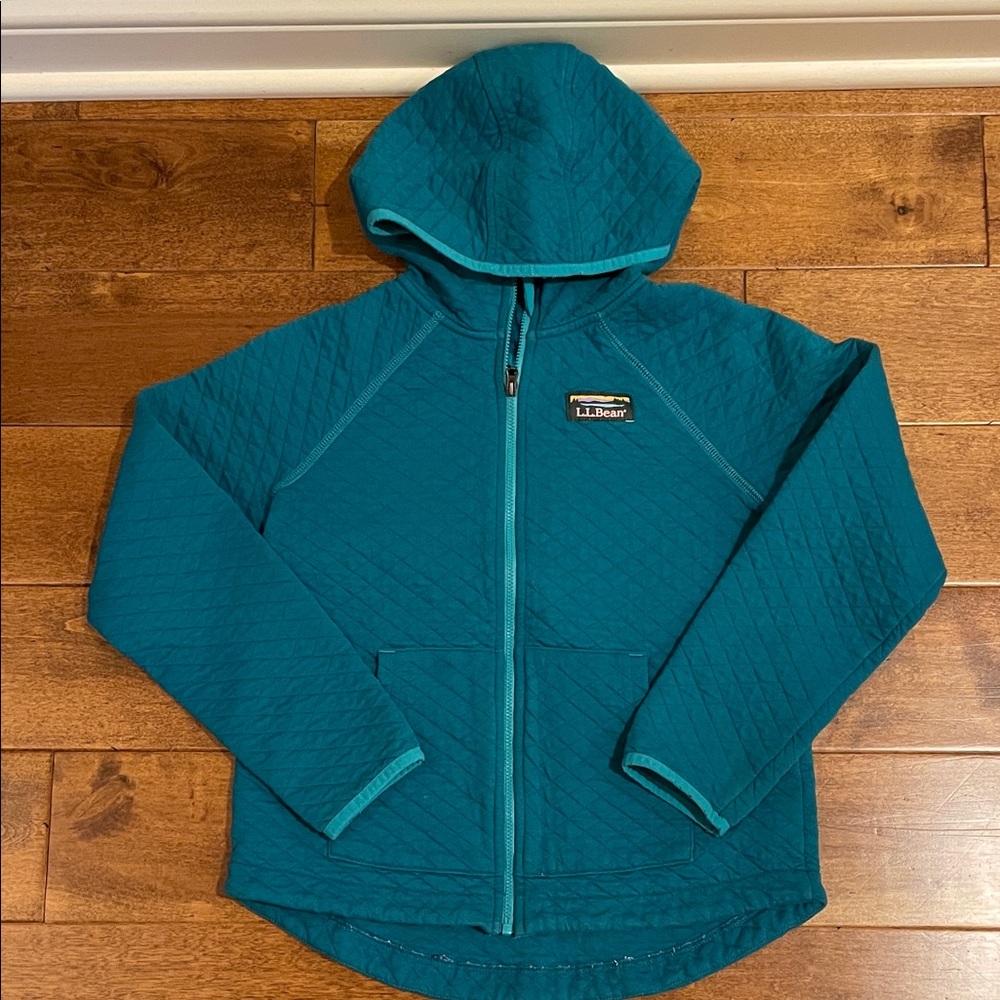 Girl’s L.L. Bean Turquoise Quilted Hooded Jacket  Size 8